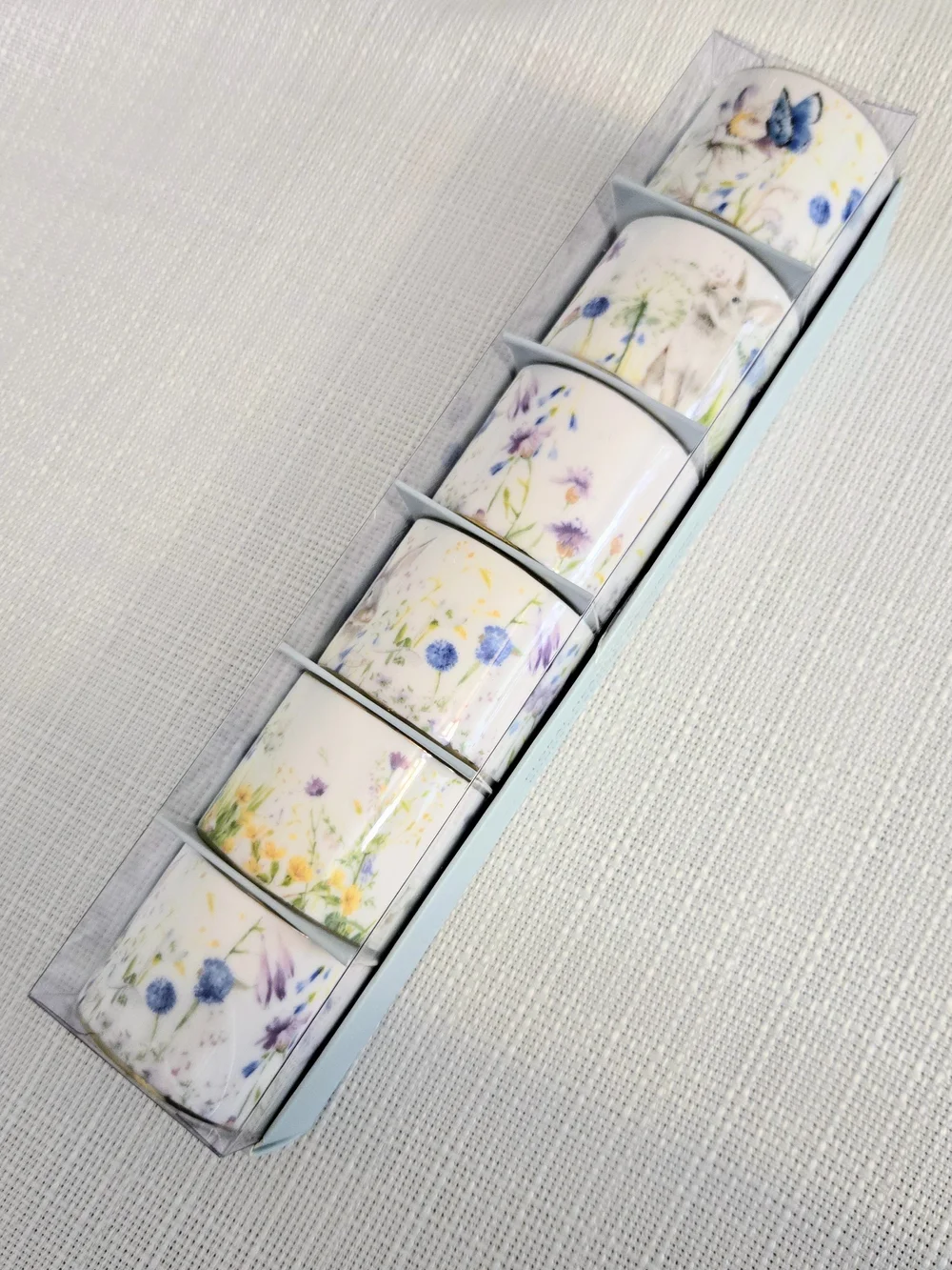 William Sonoma Floral Meadow Napkin Rings Set Of 6 Porcelain Butterfly Rabbit